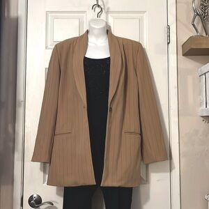 Amanda Smith Pinstriped One Button Suit Blazer Jacket Sz 10